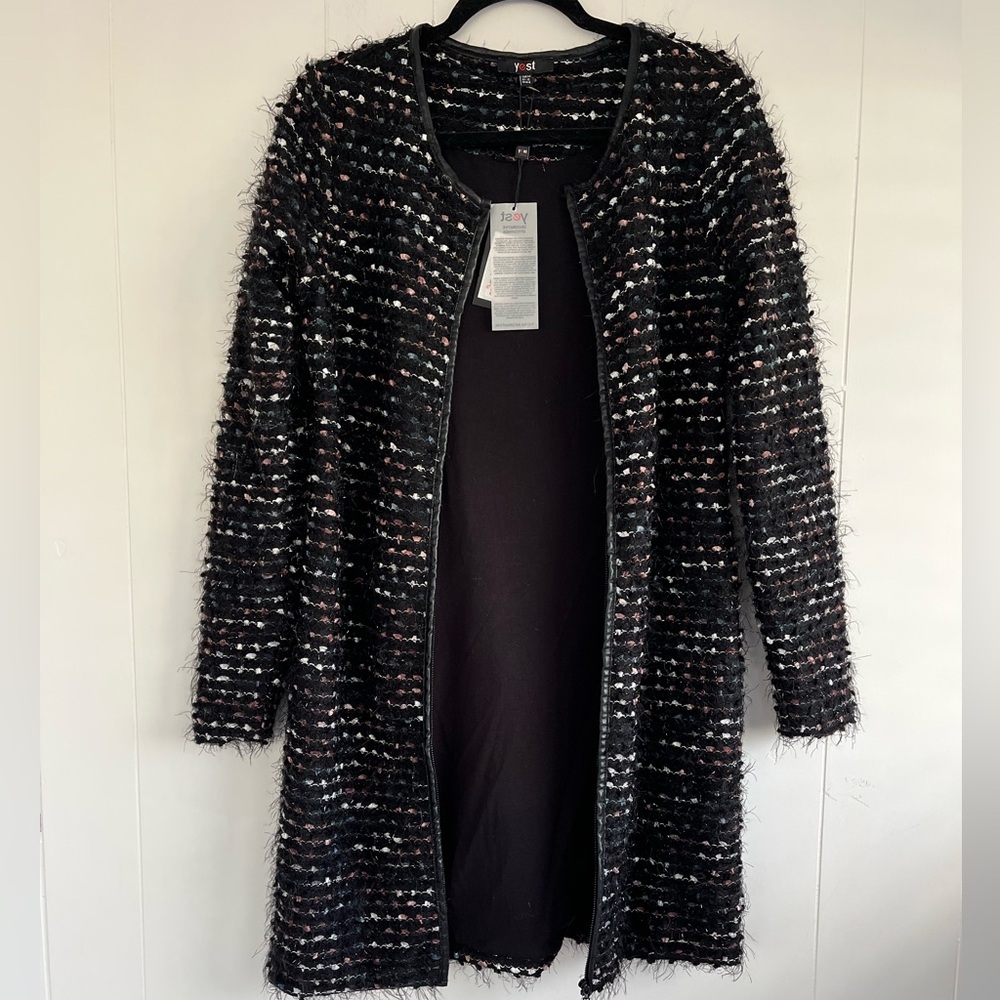 NEW with Tags YEST Ofarcia Jacket Black Multi Color Full Zip Jacket Size Medium